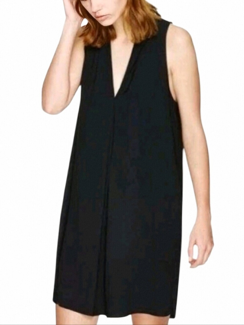 Aritzia Wilfred Monge Dress Women Small Black Silk Trim Minimalist